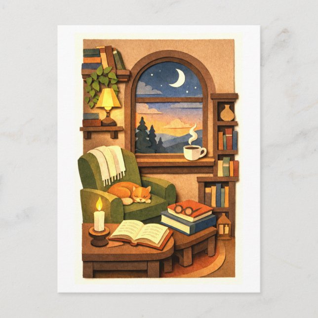Cozy Reading Nook Postcard (Front)