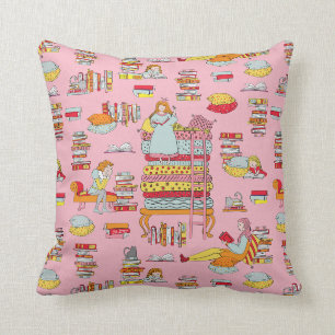Cozy reading - Princess and the pea Throw Pillow