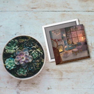 Cozy Reading Sunset Room Magnet