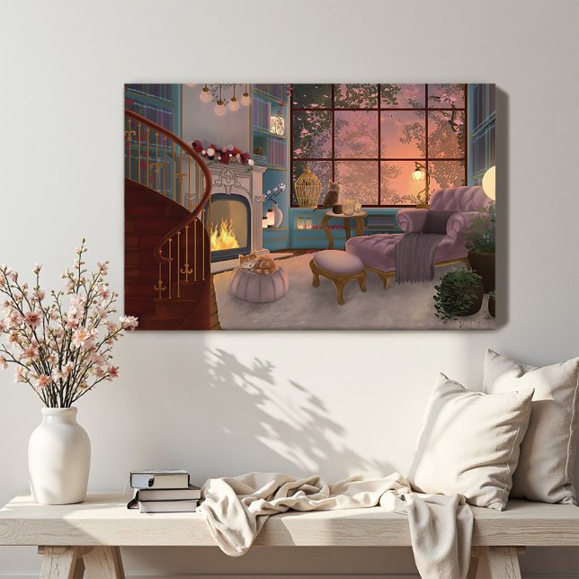 Cozy Reading Sunset Room Wall Canvas Print (Creator Uploaded)