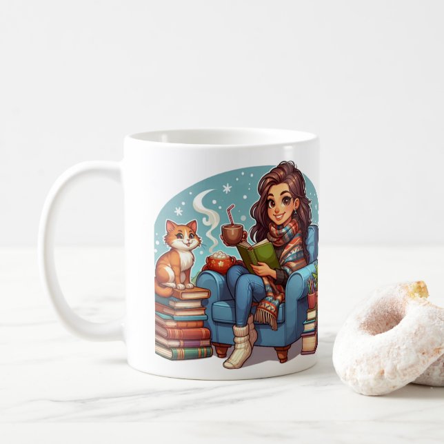 Cozy Reading Time Coffee Mug (With Donut)