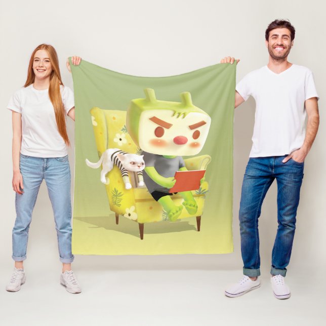 Cozy Reading Time with Pet Fleece Blanket (In Situ)