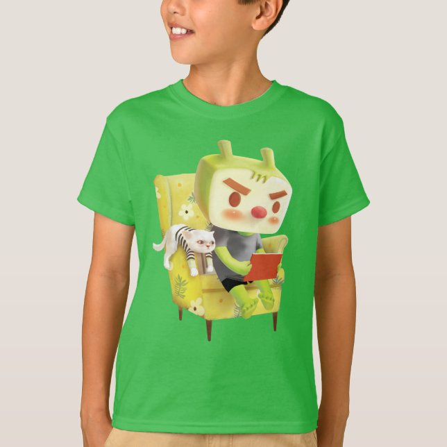 Cozy Reading Time with Pet T-Shirt (Front)