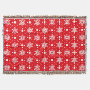 Cozy Red And White Snowflakes Christmas Pattern Throw Blanket
