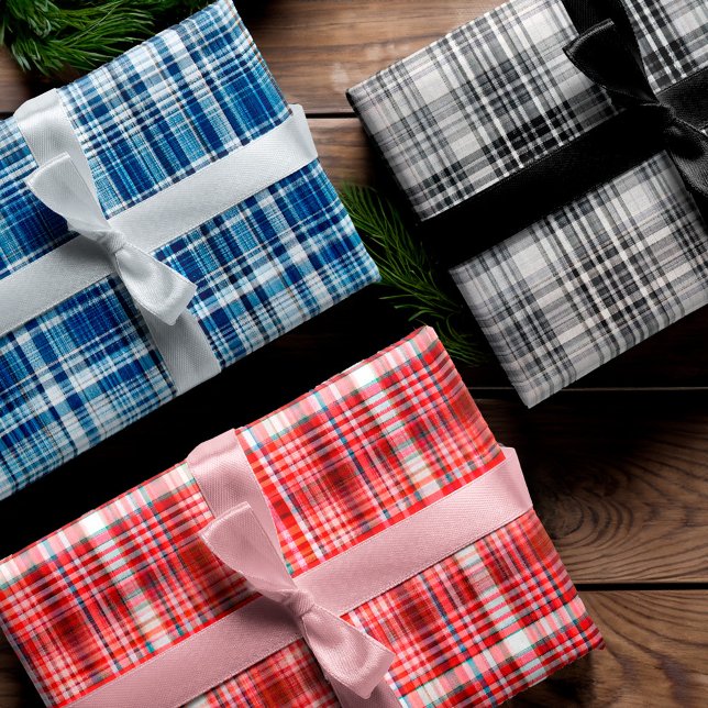 Cozy Red, Blue & Black Plaid Flannel Pattern Wrapping Paper Sheet (Cozy Red, Blue & Black Plaid Flannel Pattern Wrapping Paper Sheets)