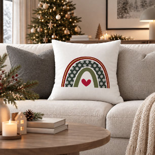 Cozy Red Green Boho Christmas Decorative Throw Pil Pillow