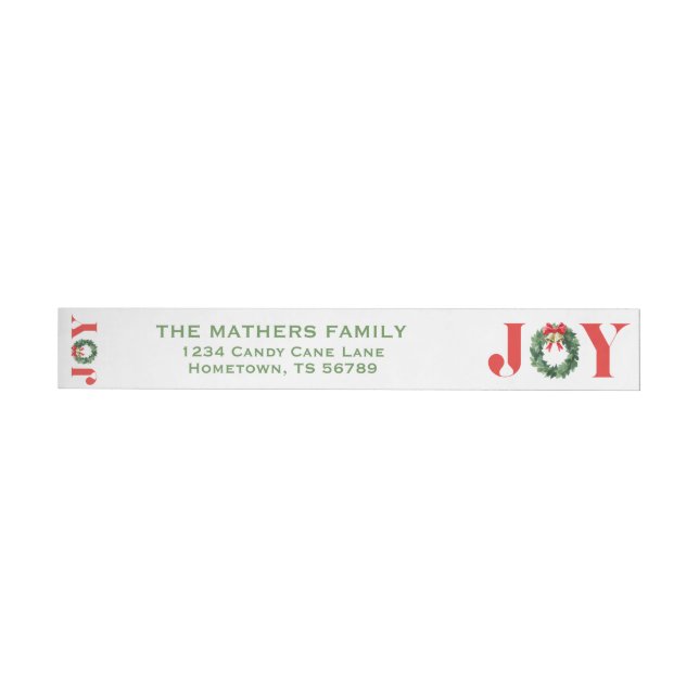 Cozy Red JOY Wreath Christmas Return Address Label (Individual)