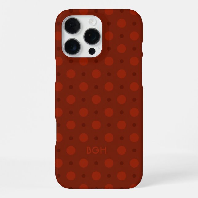 Cozy Red Orange Dots Pattern Custom Name Initials iPhone Case (Back)