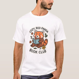 Cozy Red Panda Reading Club Doodle T-Shirt