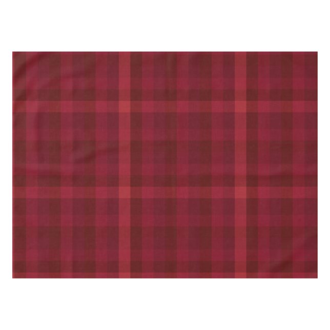 Cozy Red Plaid Check Pattern Rustic Farmhouse Tablecloth (Front (Horizontal))