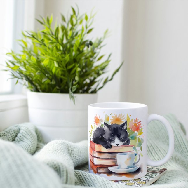 Cozy Relaxed Cat in Watercolor Coffee Mug (Creator Uploaded)