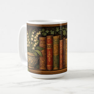 Cozy retro book shelf coffee mug