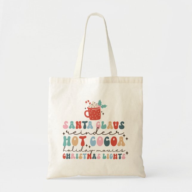 Cozy Retro Christmas Colourful Fun Tote Bag (Front)