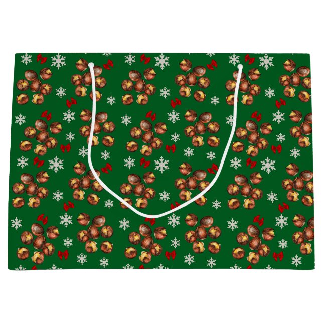 Cozy Roasted Chestnuts  And Snowflakes Winter Large Gift Bag (Front)
