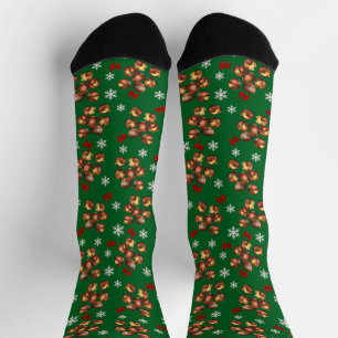 Cozy Roasted Chestnuts  And Snowflakes Winter Socks