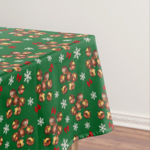 Cozy Roasted Chestnuts And Snowflakes Winter Tablecloth