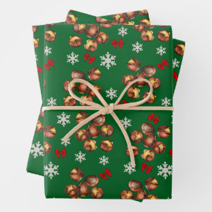 Cozy Roasted Chestnuts And Snowflakes Winter Wrapping Paper Sheet