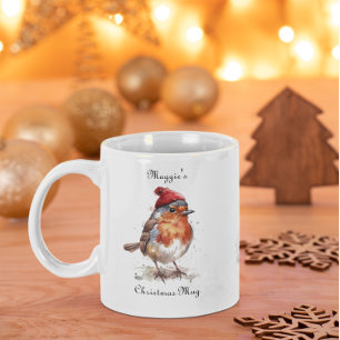 Cozy Robin Christmas Coffee Moment Two-Tone Coffee Mug