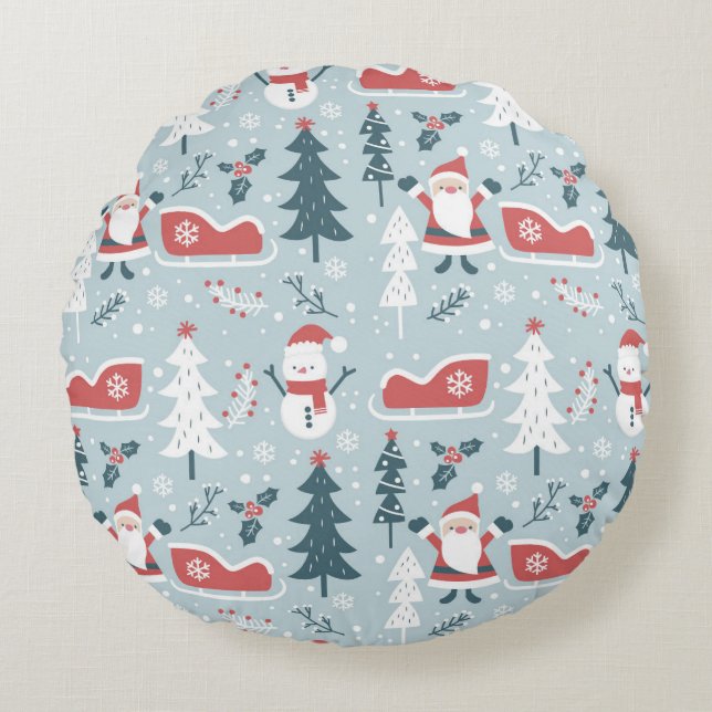 Cozy Round Christmas Pillow (Front)
