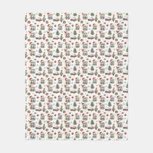 Cozy Route 66 Christmas Cabin Memories Fleece Blanket
