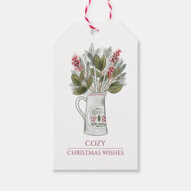 Cozy Rustic Christmas Holiday Gift Tags (Front)