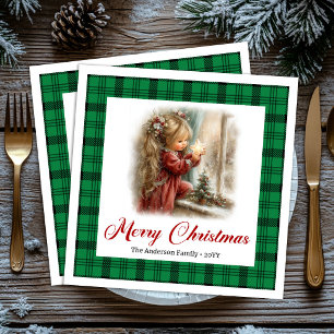 Cozy Rustic Dinner Moment Christmas Scene Napkins