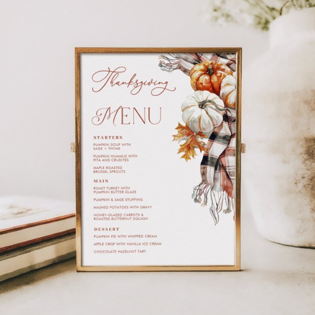 Cozy Rustic Fall 5x7 Thanksgiving Dinner Menu Invitation (Cozy Rustic Fall 5x7 Thanksgiving Dinner Menu)