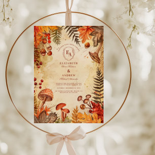 Cozy Rustic Fall Leaves Wedding Invitation