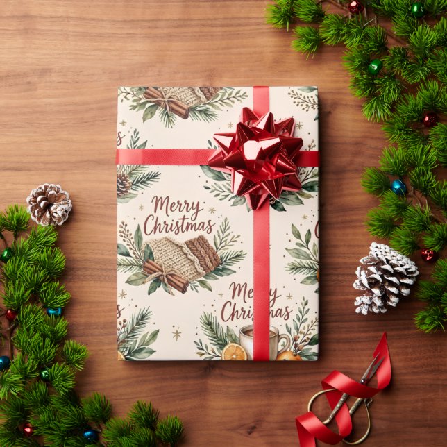 Cozy Rustic Merry Christmas Wrapping Paper  (Holiday Gift)