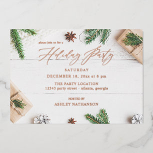 Cozy Rustic Pine Leaves Holiday Party