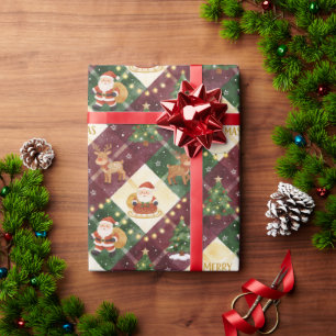 Cozy Rustic Santa Reindeer Holiday Plaid TMF26 Wrapping Paper