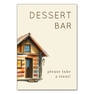 Cozy Rustic Watercolor Cabin Table Number