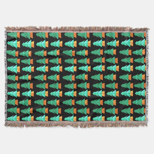 Cozy Rustic Woodland Trees Art Throw Blanket (Front)