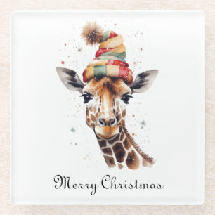 Cozy Safari Christmas, custom Glass Coaster