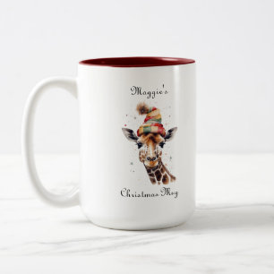 Cozy Safari Christmas, custom Two-Tone Coffee Mug