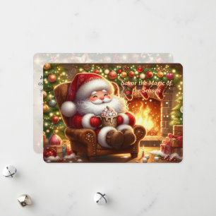 Cozy Santa by the Fireplace Flat Christmas Card