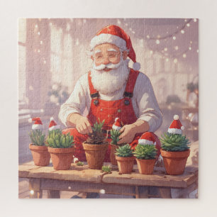 Cozy Santa Claus Gardener Planting Succulents Jigsaw Puzzle