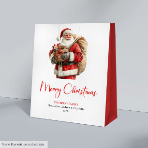 Cozy Santa Claus Minimalist Script Font Gift Bag