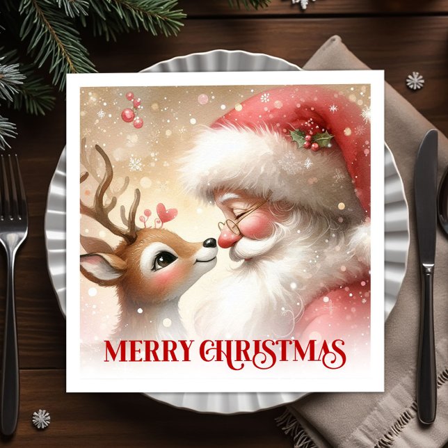 Cozy Santa Claus Rudolph Holiday Napkins Dinner  (Cozy Santa Claus Rudolph Holiday Napkins Dinner Tableware

)