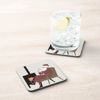 Cozy Santa Fireplace Pattern Hard Plastic Coasters