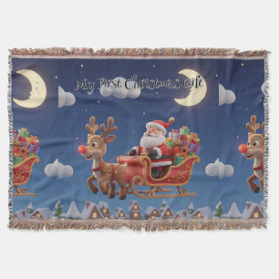 Cozy Santa Rudolph Holiday Fleece Blanket