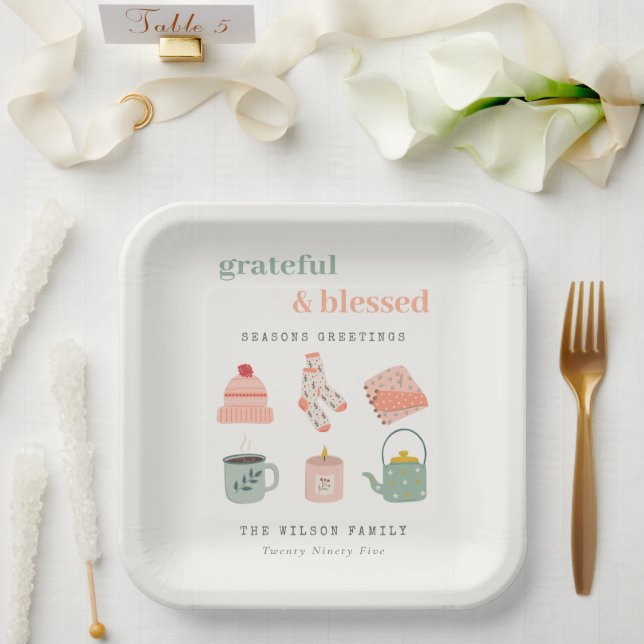 Cozy Scandi Winter Essential Seasons Greetings Paper Plate (Wedding)