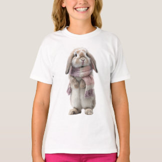 Cozy Scarf Bunny Rabbit Kids T-Shirt