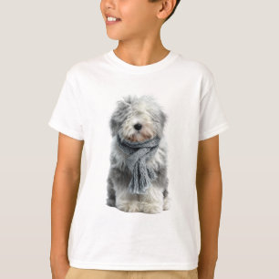 Cozy Scarf Shaggy Sheepdog Kids T-Shirt