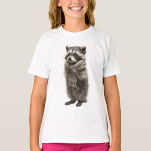 Cozy Scarf Standing Raccoon Kids T-Shirt