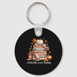 Cozy Season A Girl Who Loves Reading Fall Vibes Keychain