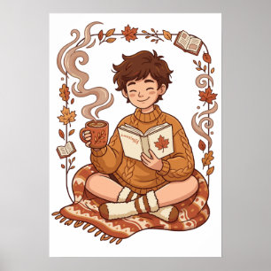Cozy Season Autumn Reader Book Lover Cute Fall Poster