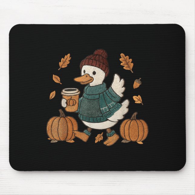 Cozy Season Duck Cute Fall Duck Pumpkin Sce Autumn Mouse Pad (Front)