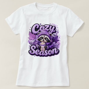 Cozy Season Fall Raccoon Shirt, Cute Pumpkin Spice T-Shirt
