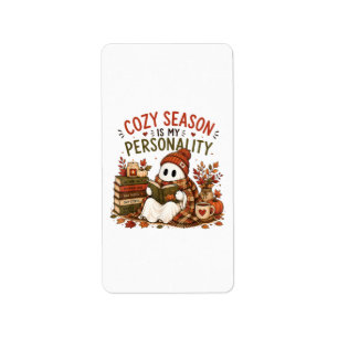 Cozy Season is My Personality Cute Ghost Autumn Label